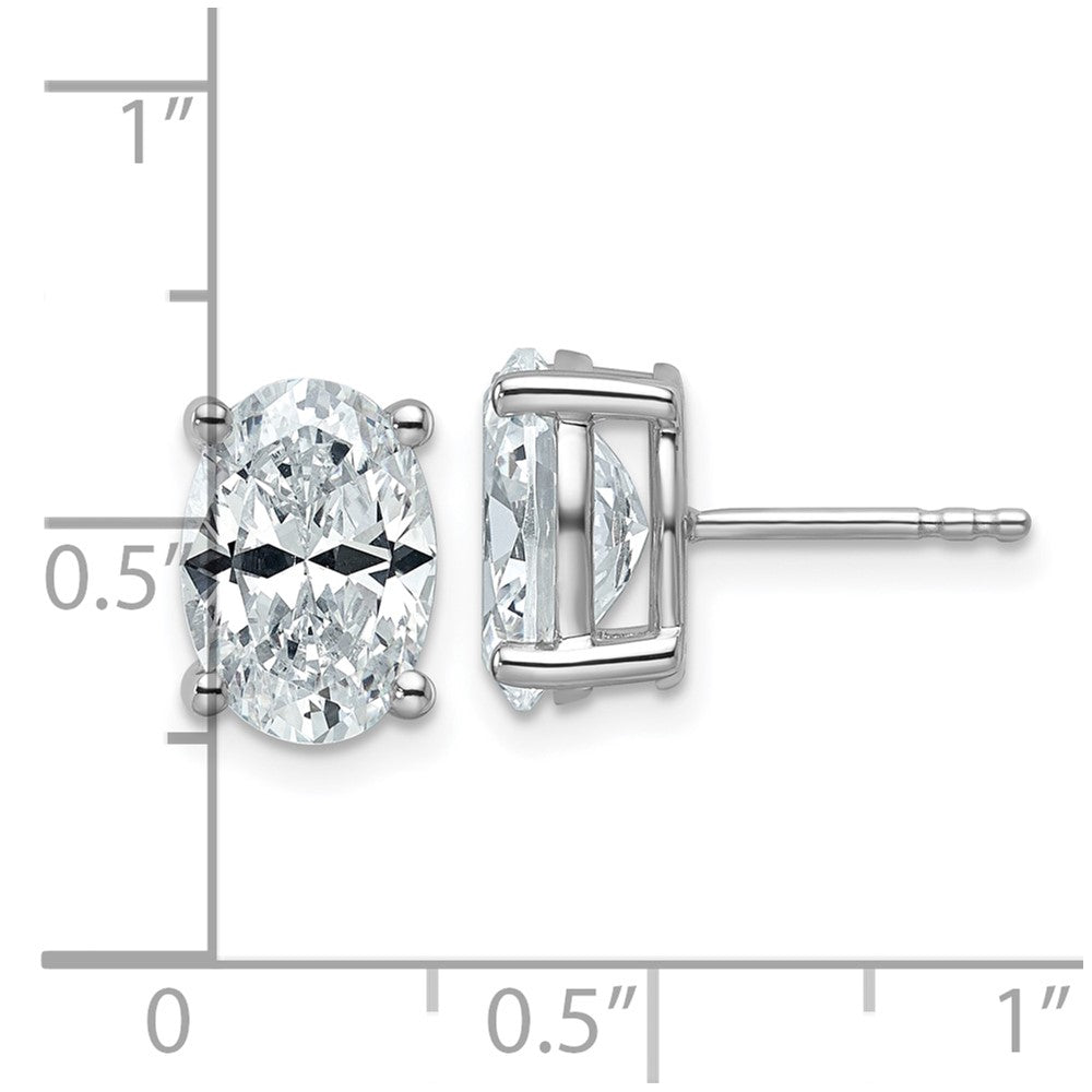 14k White Gold 4 carat Certified Lab Grown Diamond VS/SI+ G+ Complete Oval Four Prong Stud Earrings