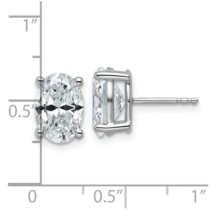 14k White Gold 4 carat Certified Lab Grown Diamond VS/SI+ G+ Complete Oval Four Prong Stud Earrings