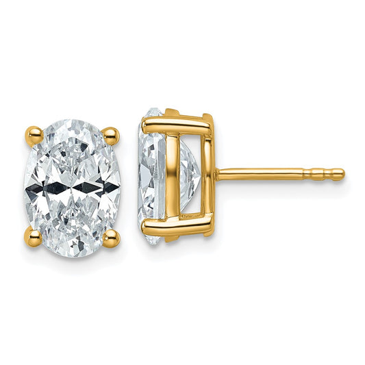 14k 4 carat Lab Grown Diamond VS/SI+ G+ Complete Oval Four Prong Stud Earrings