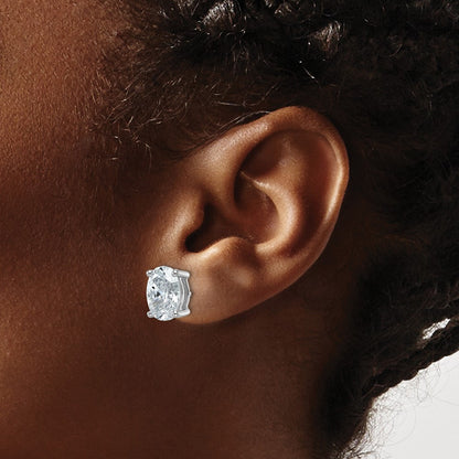 14k White Gold 5 carat Lab Grown Diamond VS+ F+ Complete Oval Four Prong Stud Earrings