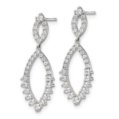14k White Gold 3/4 carat Lab Grown Diamond VS/SI+ G+ Complete Fashion Dangle Post Earrings