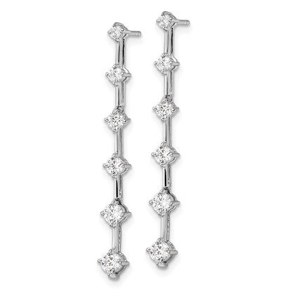 14k White Gold 1 carat Lab Grown Diamond VS/SI+ G+ Complete Six Stone Dangle Post Earrings