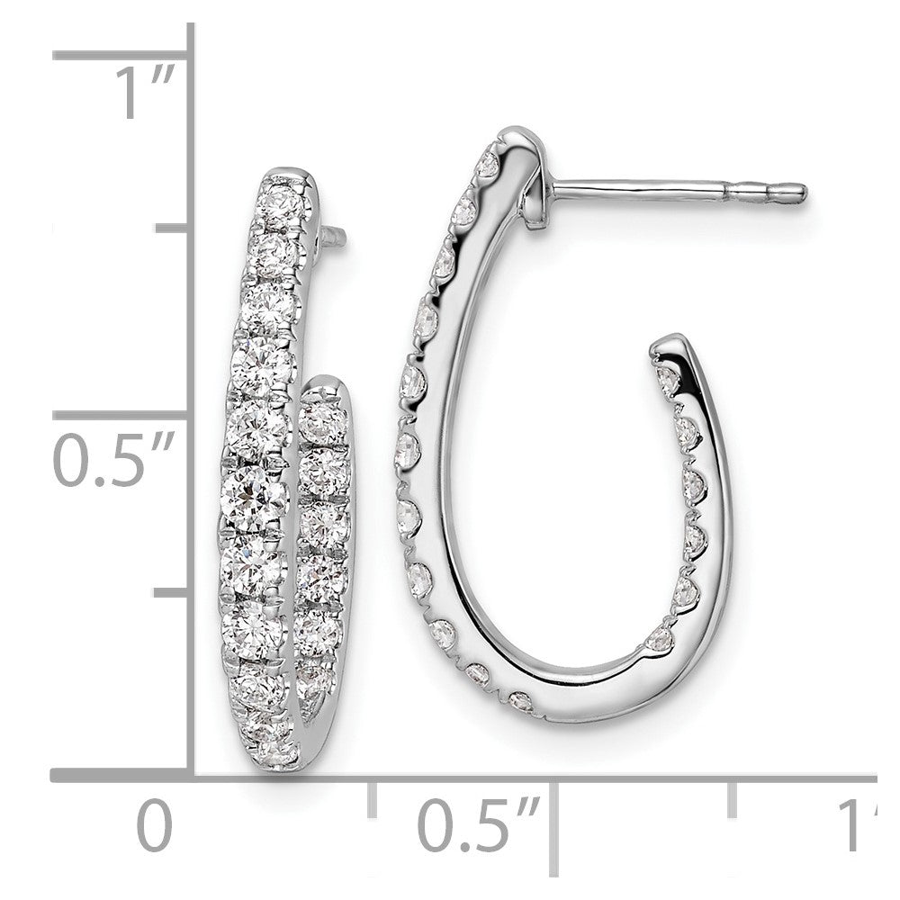 14k White Gold 1 carat Lab Grown Diamond VS/SI+ G+ Complete In and Out J-Hoop Hoop Earrings