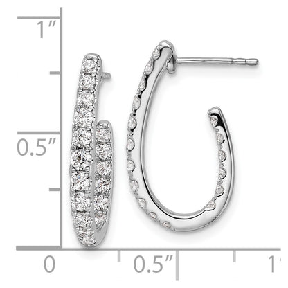 14k White Gold 1 carat Lab Grown Diamond VS/SI+ G+ Complete In and Out J-Hoop Hoop Earrings