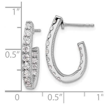 14k White Gold 1 carat Lab Grown Diamond VS/SI+ G+ Complete In and Out J-Hoop Hoop Earrings