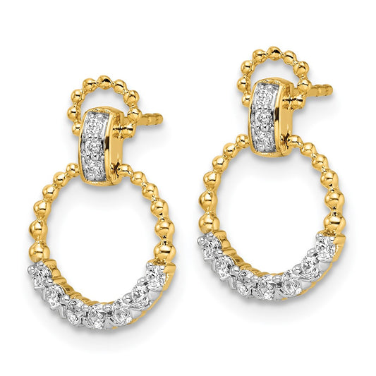 14k 1/4 carat Lab Grown Diamond VS/SI+ G+ Circle Dangle Post Earrings