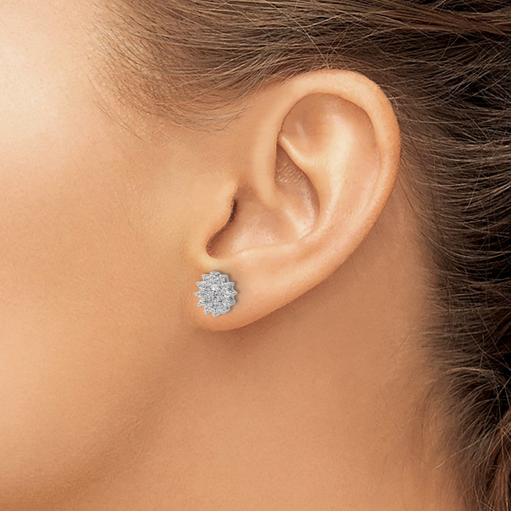 14k White Gold 1/2 carat Lab Grown Diamond VS/SI+ G+ Complete Cluster Post Earrings