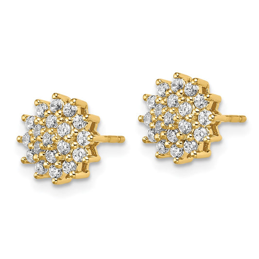 14k 1/2 carat Lab Grown Diamond VS/SI+ G+ Complete Cluster Post Earrings