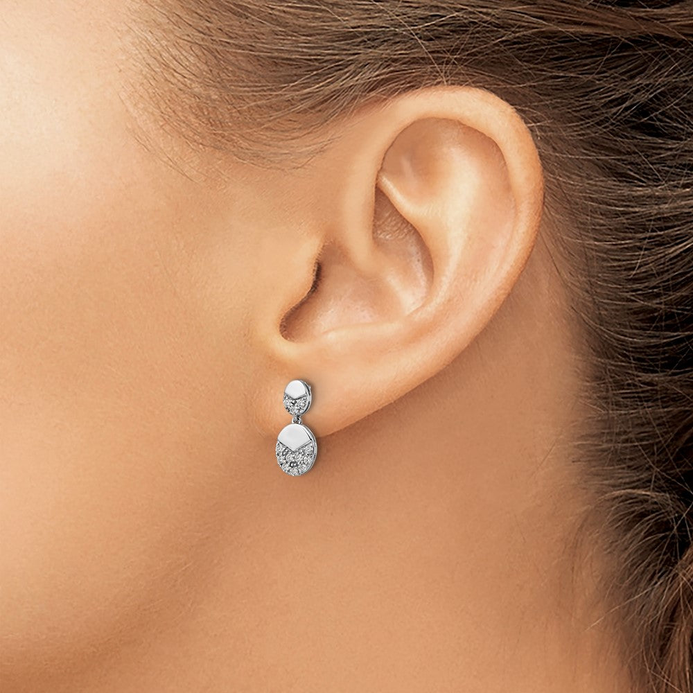 14k White Gold 1/4 carat Lab Grown Diamond VS/SI+ G+ Dangle Post Earrings