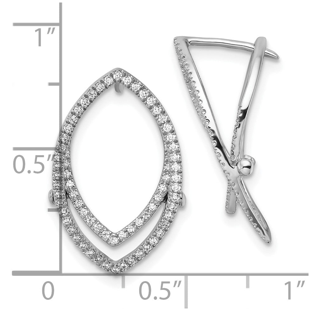 14K White Gold Lab Grown VS/SI+ G+ Dia Marquise Shape Hinged Earrings