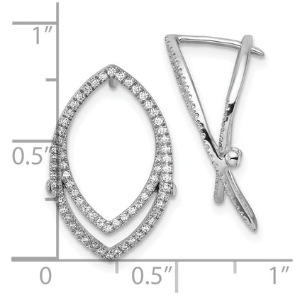 14K White Gold Lab Grown VS/SI+ G+ Dia Marquise Shape Hinged Earrings