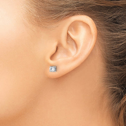 14k White Gold 1 carat Lab Grown Diamond VS/SI+ G+ Complete Stud Post Earrings