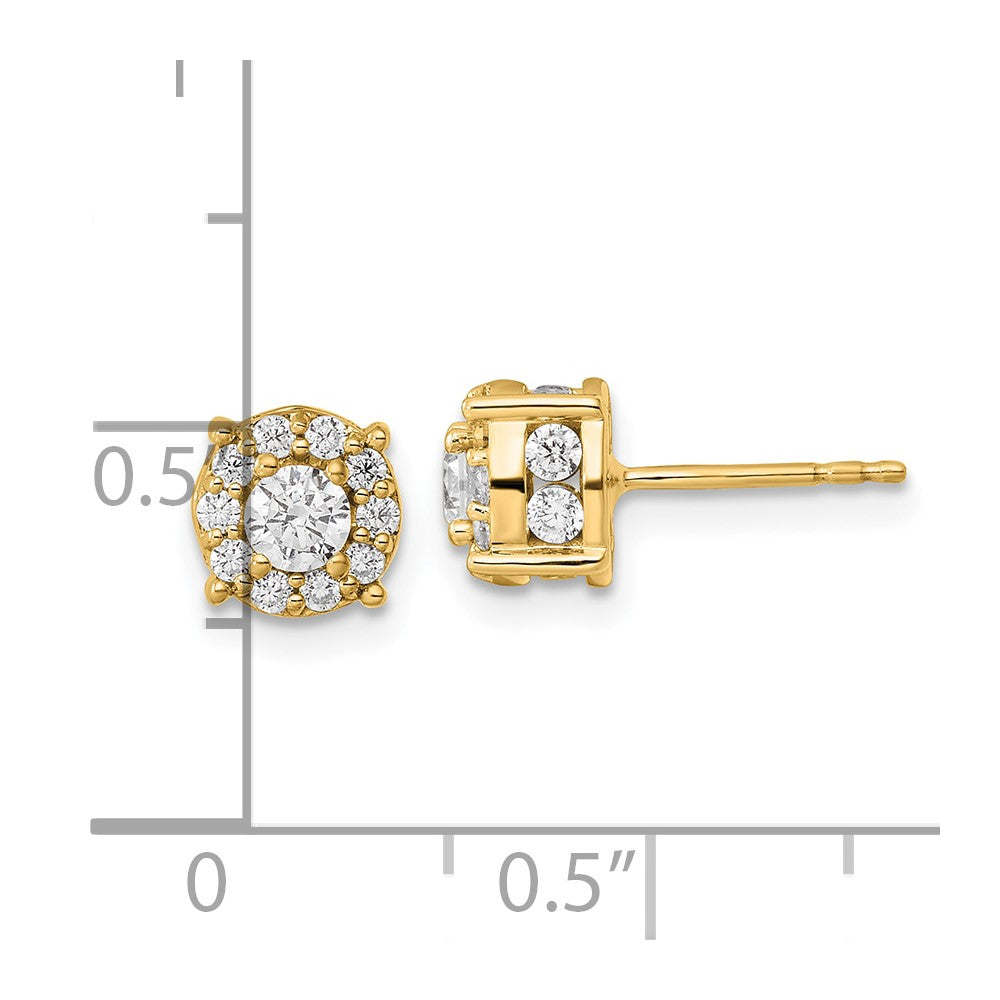 14k 1 carat Lab Grown Diamond VS/SI+ G+ Complete Round Fashion Halo Post Earrings