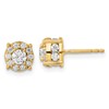 14k 1 carat Lab Grown Diamond VS/SI+ G+ Complete Round Fashion Halo Post Earrings