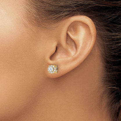 14k 1 1/2 carat Lab Grown Diamond VS/SI+ G+ Complete Round Fashion Halo Post Earrings