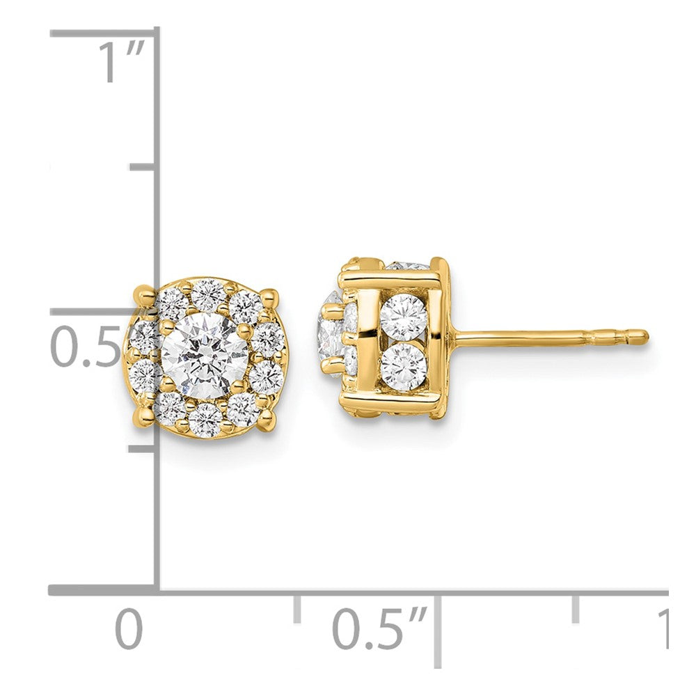 14k 1 1/2 carat Lab Grown Diamond VS/SI+ G+ Complete Round Fashion Halo Post Earrings