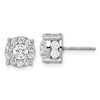 10k White Gold 2 carat Lab Grown Diamond VS/SI+ G+ Complete Round Fashion Halo Post Earrings
