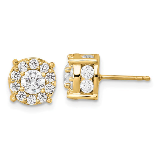 14k 2 carat Lab Grown Diamond VS/SI+ G+ Complete Round Fashion Halo Post Earrings