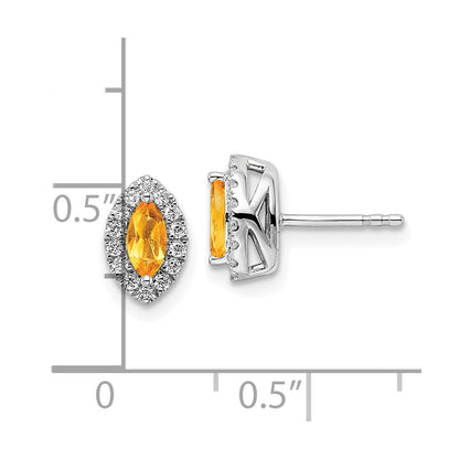 14k White Gold 1/5 carat Lab Grown Diamond VS/SI+ G+ and Citrine November Birthstone Post Earrings