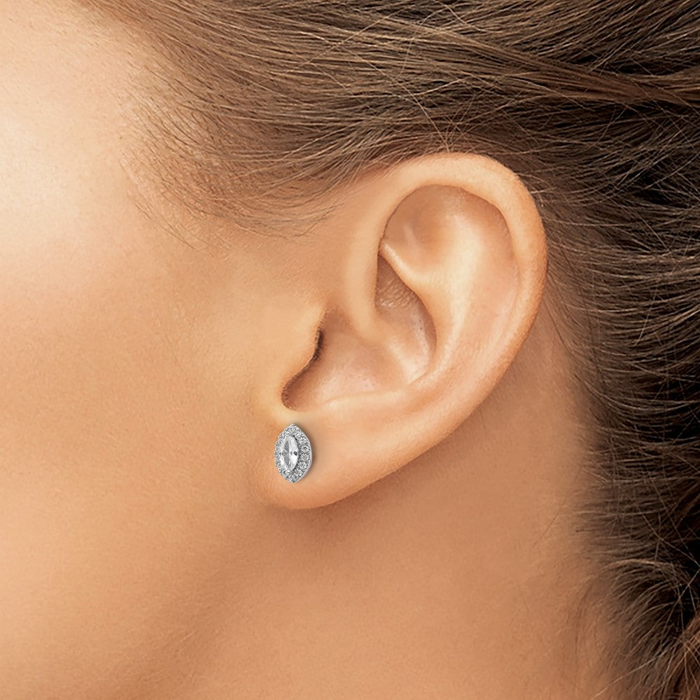 14k White Gold 1/5 carat Lab Grown Diamond VS/SI+ G+ and White Sapphire April Birthstone Post Earrings