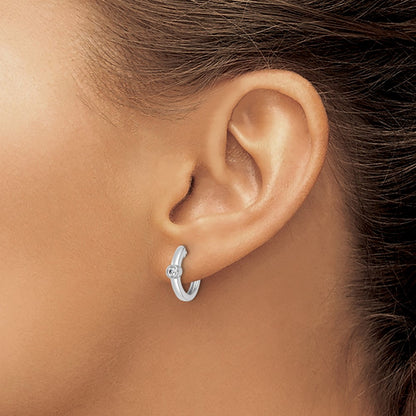 True Origin 14K White Gold 1/8 carat Lab Grown Diamond VS+ F+ Hinged Hoop Complete Earrings