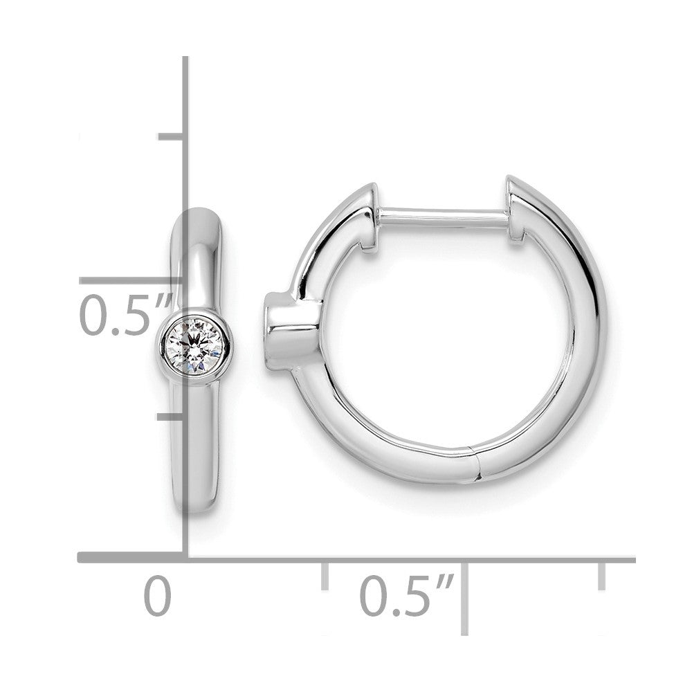 True Origin 14K White Gold 1/8 carat Lab Grown Diamond VS+ F+ Hinged Hoop Complete Earrings