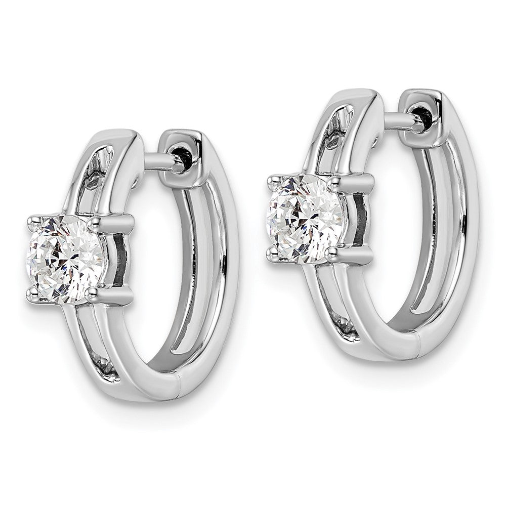 True Origin 14K White Gold 5/8 carat Lab Grown Diamond VS+ F+ Hinged Hoop Complete Earrings