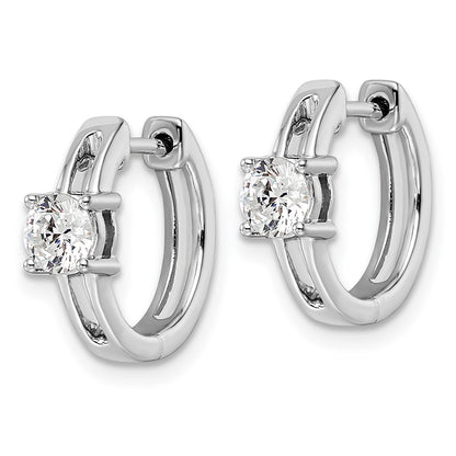 True Origin 14K White Gold 5/8 carat Lab Grown Diamond VS+ F+ Hinged Hoop Complete Earrings