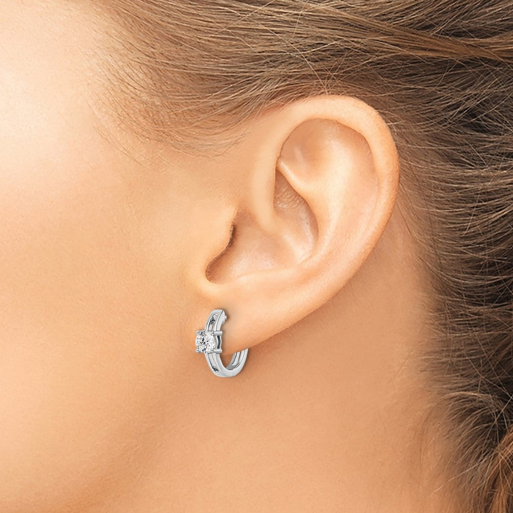 True Origin 14K White Gold 5/8 carat Lab Grown Diamond VS+ F+ Hinged Hoop Complete Earrings