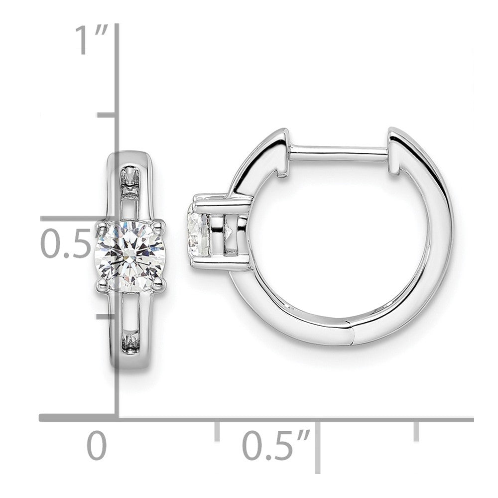 True Origin 14K White Gold 5/8 carat Lab Grown Diamond VS+ F+ Hinged Hoop Complete Earrings