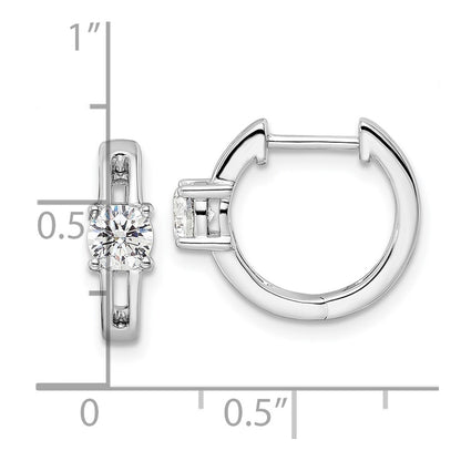 True Origin 14K White Gold 5/8 carat Lab Grown Diamond VS+ F+ Hinged Hoop Complete Earrings