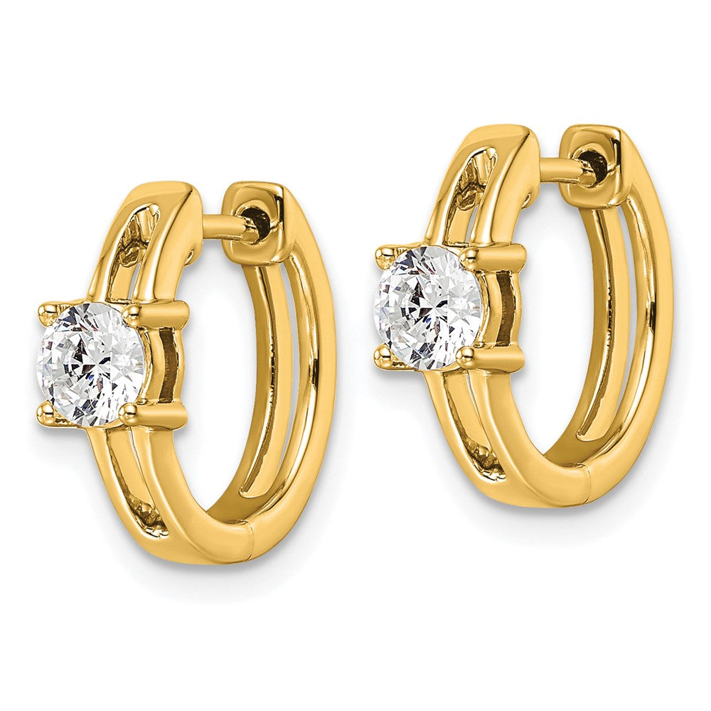 True Origin 14K Yellow Gold 5/8 carat Lab Grown Diamond VS+ F+ Hinged Hoop Complete Earrings
