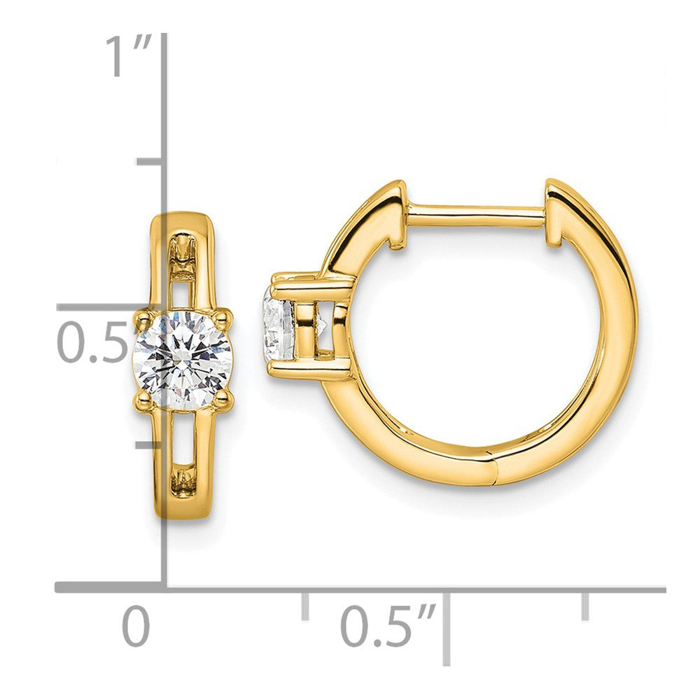 True Origin 14K Yellow Gold 5/8 carat Lab Grown Diamond VS+ F+ Hinged Hoop Complete Earrings
