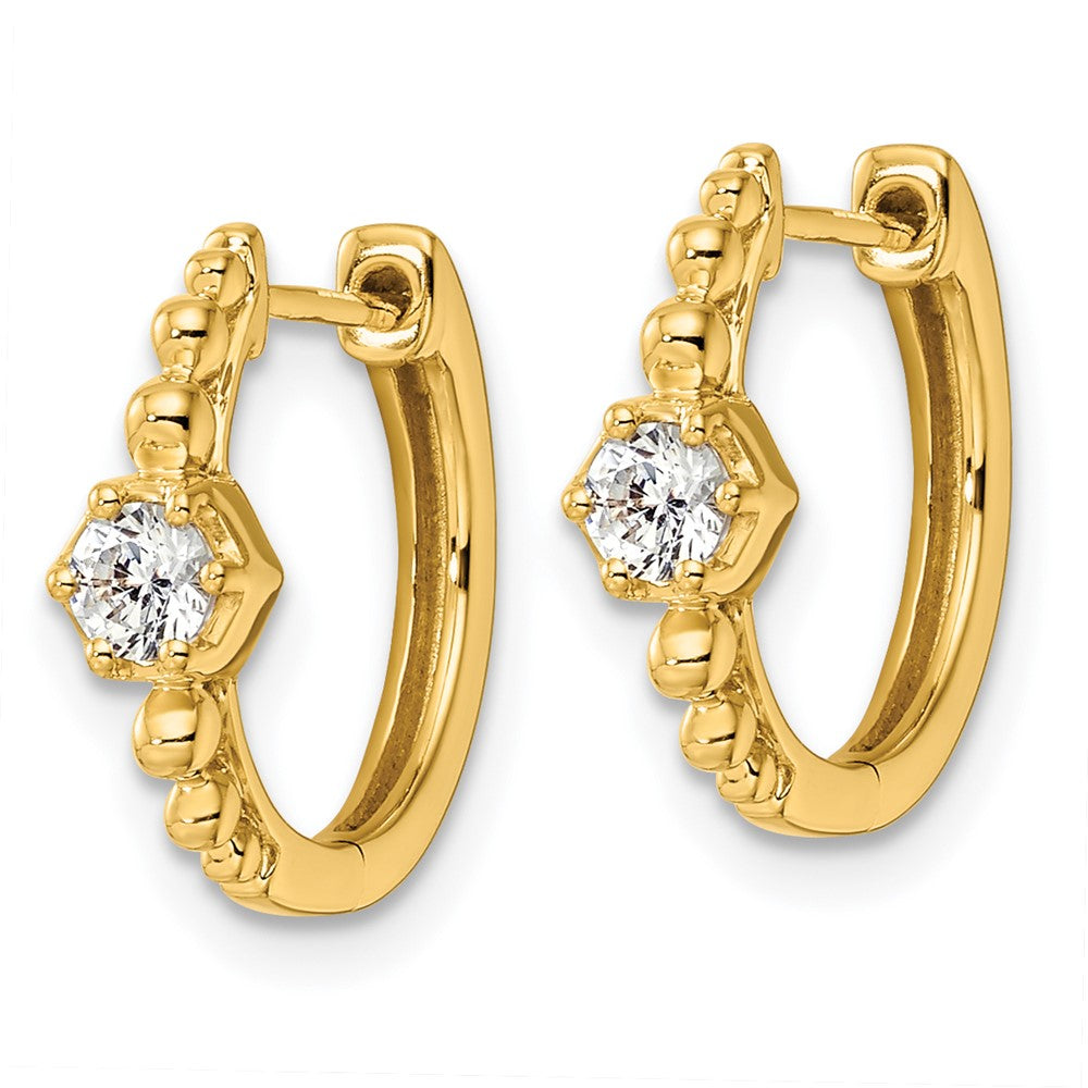 True Origin 14K Yellow Gold 5/8 carat Lab Grown Diamond VS+ F+ Hinged Hoop Complete Earrings
