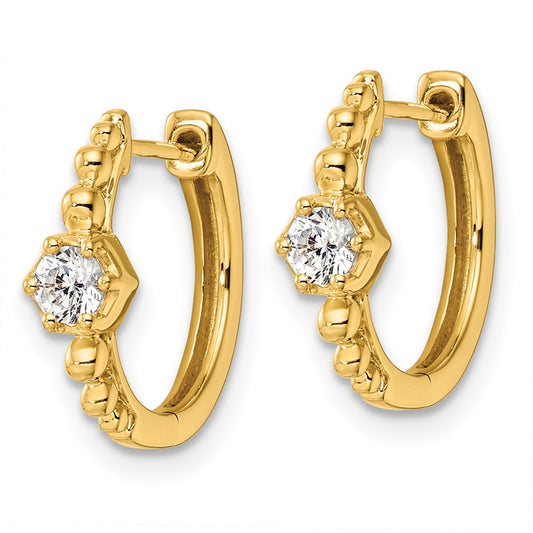 True Origin 14K Yellow Gold 5/8 carat Lab Grown Diamond VS+ F+ Hinged Hoop Complete Earrings