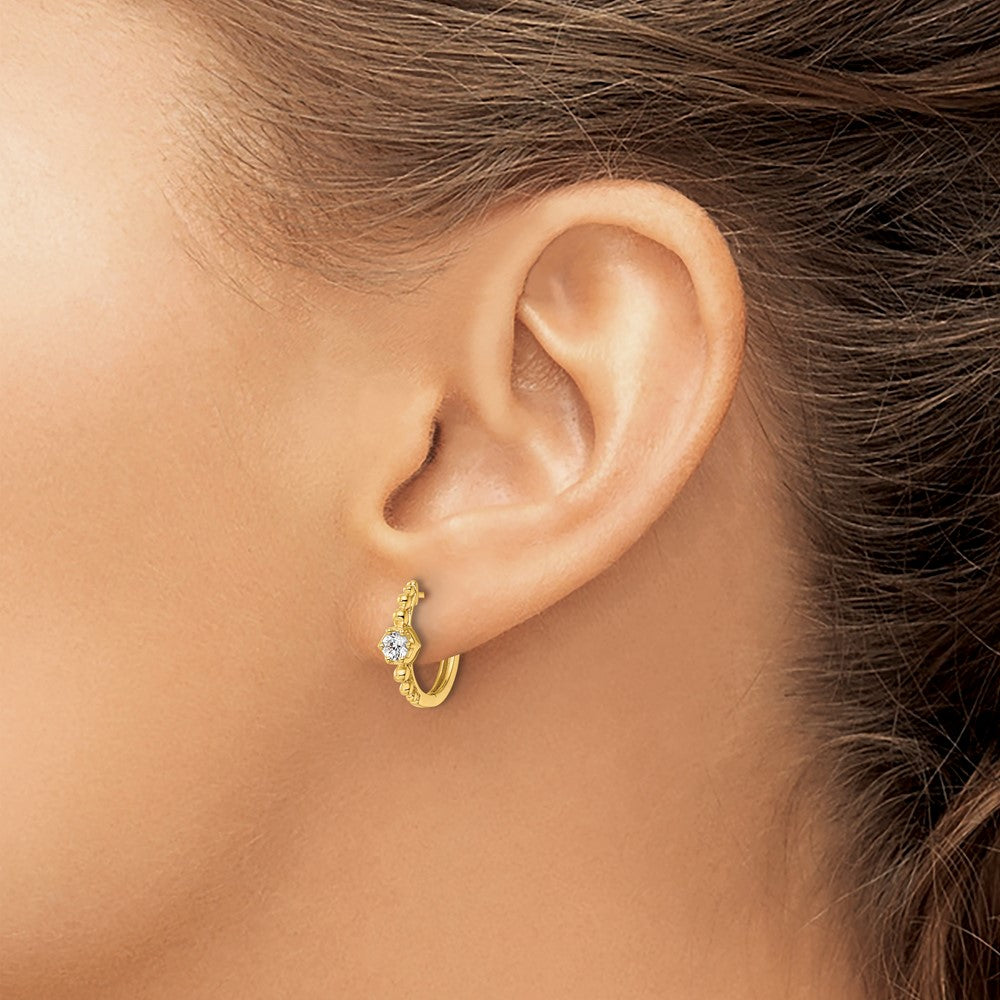 True Origin 14K Yellow Gold 5/8 carat Lab Grown Diamond VS+ F+ Hinged Hoop Complete Earrings