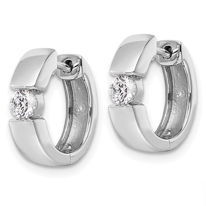 True Origin 14K White Gold 1/4 carat Lab Grown Diamond VS+ F+ Hinged Hoop Complete Earrings