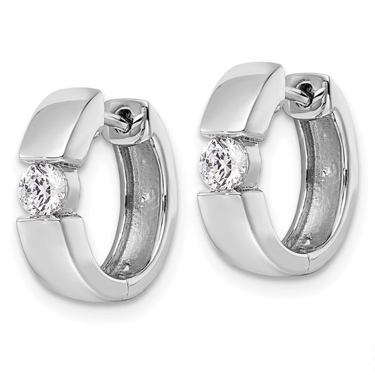 True Origin 14K White Gold 1/4 carat Lab Grown Diamond VS+ F+ Hinged Hoop Complete Earrings
