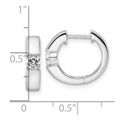True Origin 14K White Gold 1/4 carat Lab Grown Diamond VS+ F+ Hinged Hoop Complete Earrings