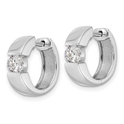 True Origin 14K White Gold 1/3 carat Lab Grown Diamond VS+ F+ Hinged Hoop Complete Earrings