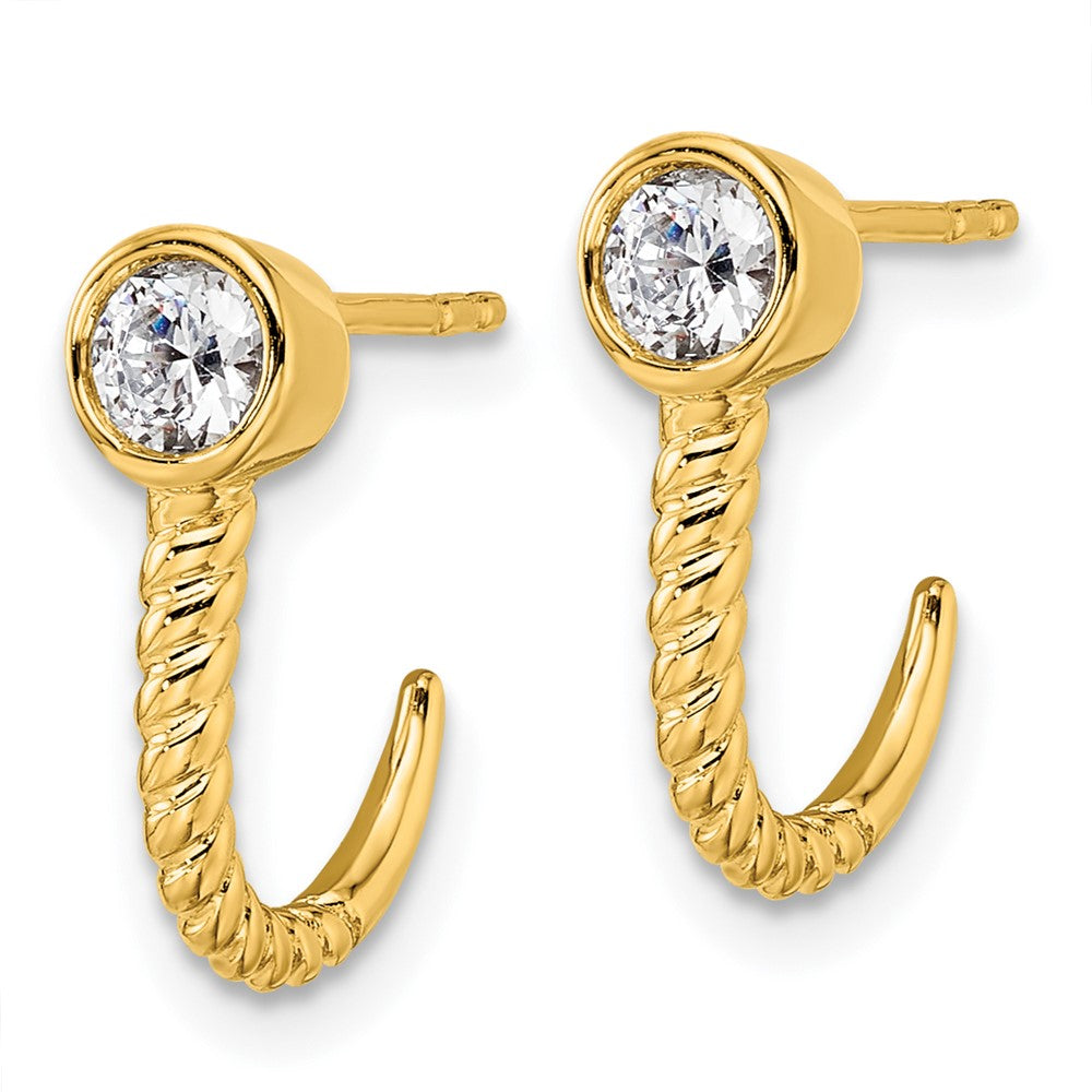 True Origin 14K Yellow Gold 1/3 carat Lab Grown Diamond VS+ F+ Complete J-Hoop Earrings