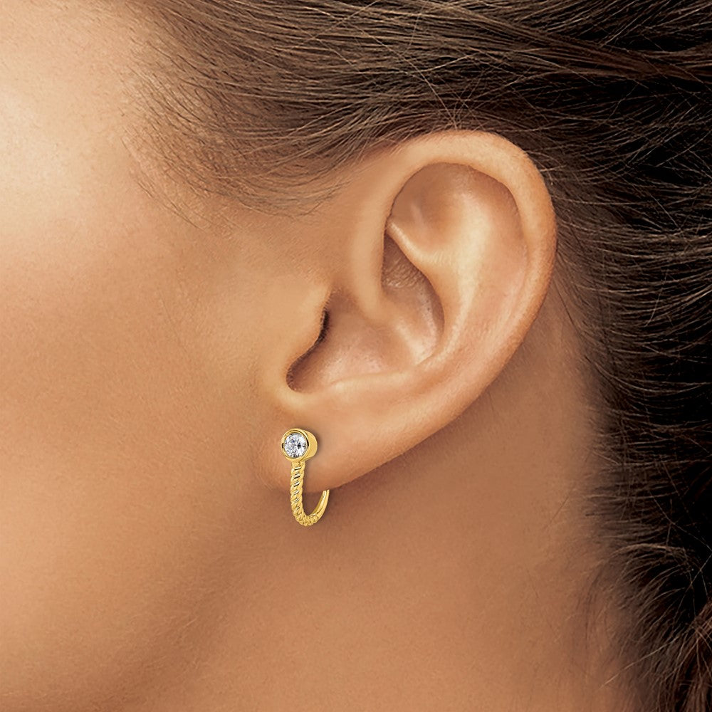 True Origin 14K Yellow Gold 1/3 carat Lab Grown Diamond VS+ F+ Complete J-Hoop Earrings
