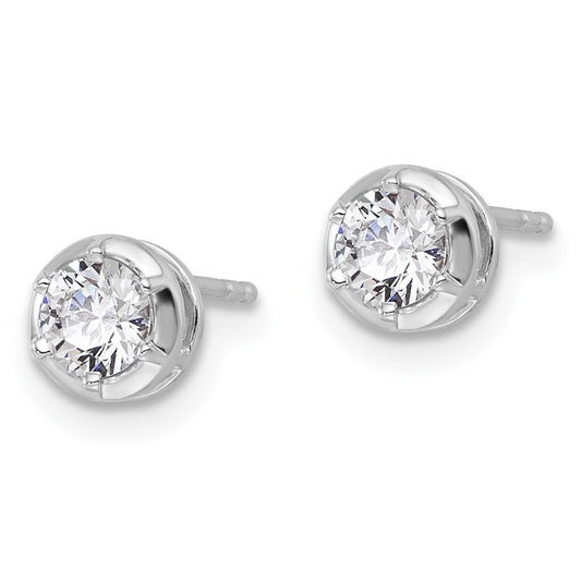 True Origin 14K White Gold 1/2 carat Lab Grown Diamond VS+ F+ Complete Solitaire Post Earrings