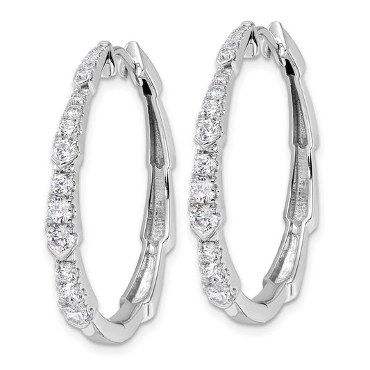 True Origin 14K White Gold 1 1/5 carat Lab Grown Diamond VS+ F+ Hoop Complete Earrings