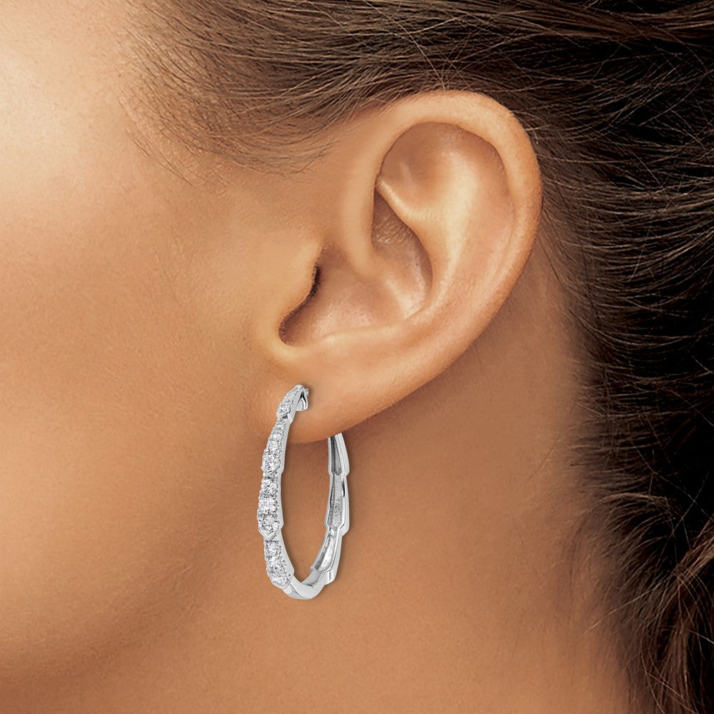 True Origin 14K White Gold 1 1/5 carat Lab Grown Diamond VS+ F+ Hoop Complete Earrings