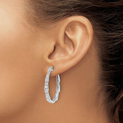 True Origin 14K White Gold 1 1/5 carat Lab Grown Diamond VS+ F+ Hoop Complete Earrings