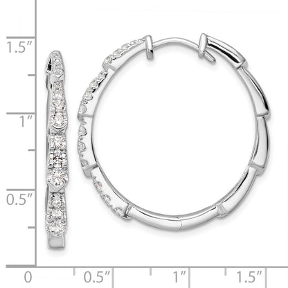 True Origin 14K White Gold 1 1/5 carat Lab Grown Diamond VS+ F+ Hoop Complete Earrings