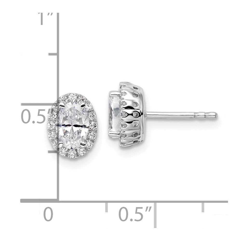 14k White Gold 1 1/5 carat Lab Grown Diamond VS/SI+ G+ Oval Halo Stud Earrings