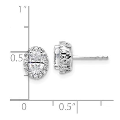 14k White Gold 1 1/5 carat Lab Grown Diamond VS/SI+ G+ Oval Halo Stud Earrings