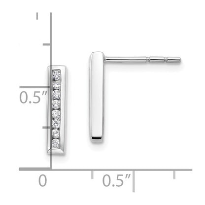 14k White Gold 1/6 carat Lab Grown Diamond VS/SI+ G+ Complete Vertical Bar Post Earrings